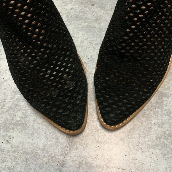 Jeffrey Campbell Perforated Suede Leather Heeled Western Mules 9 - Picture 5 of 12